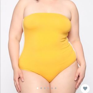 fashion nova sleeveless bodysuit - mustard